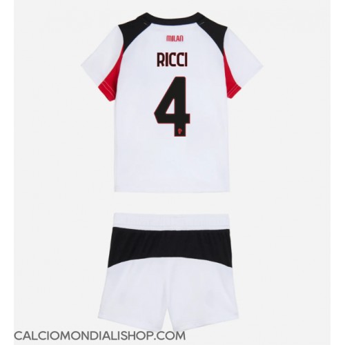 Maglie da calcio AC Milan Samuele Ricci #4 Seconda Maglia Bambino 2025-26 Manica Corta (+ Pantaloni corti)